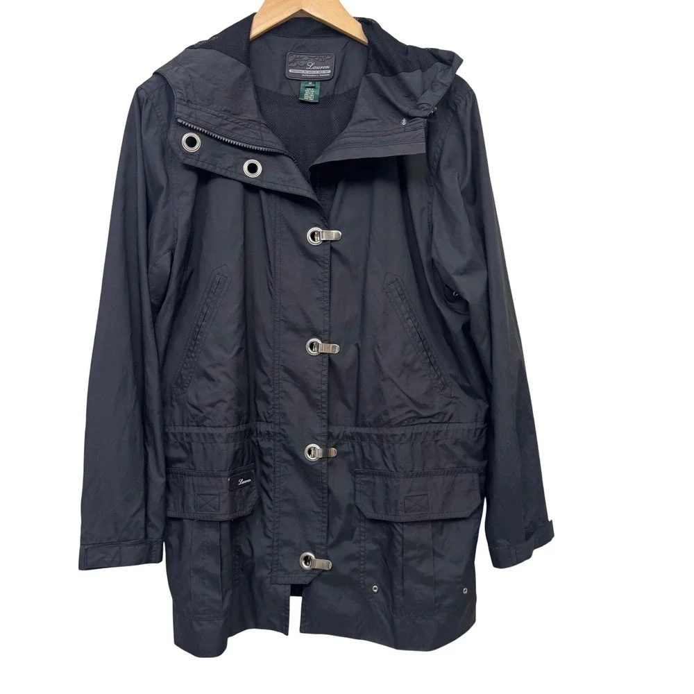 Ralph Lauren Rain Jacket Medium Dry Goods Black Lobster Claw Hooded Utility